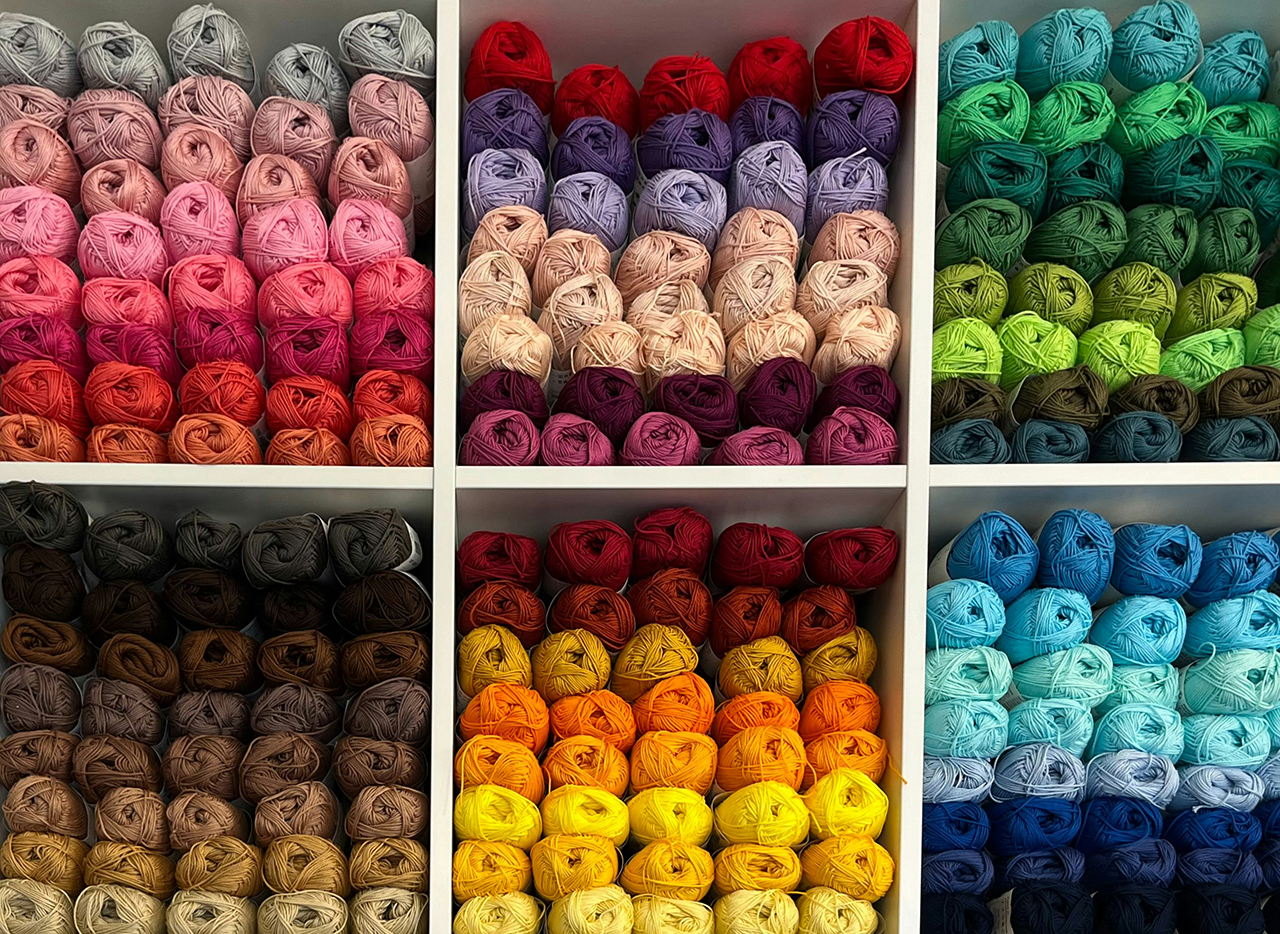 Shelves of Colorful Yarn